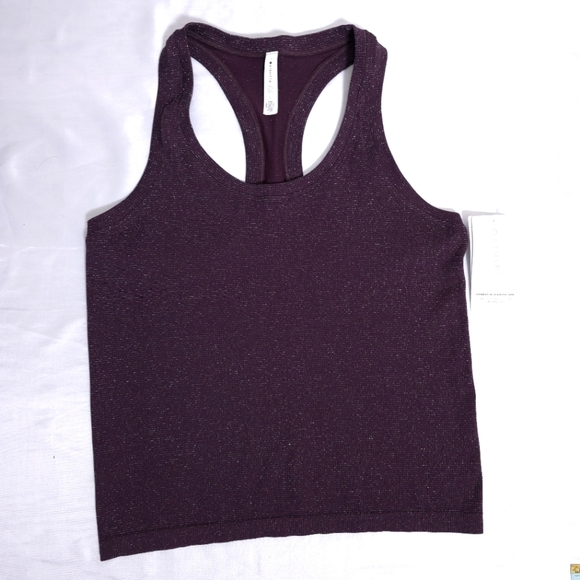 Athleta Tops - NWT Athleta Momentum Seamless Tank Spiced Cabernet Sparkle Racerback Top Large